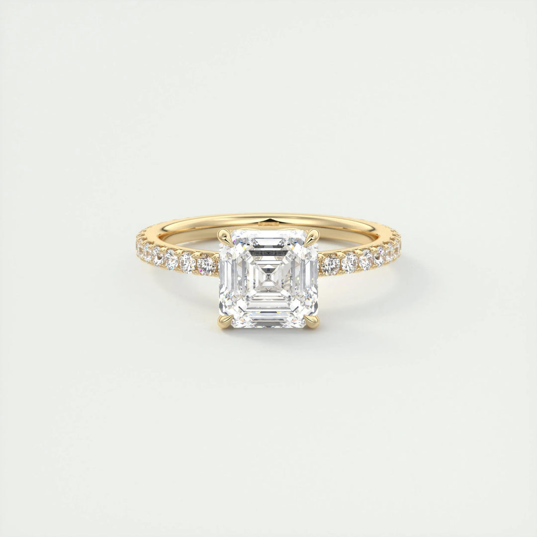 2CT asscher pave lab grown diamond engagement ring for sale