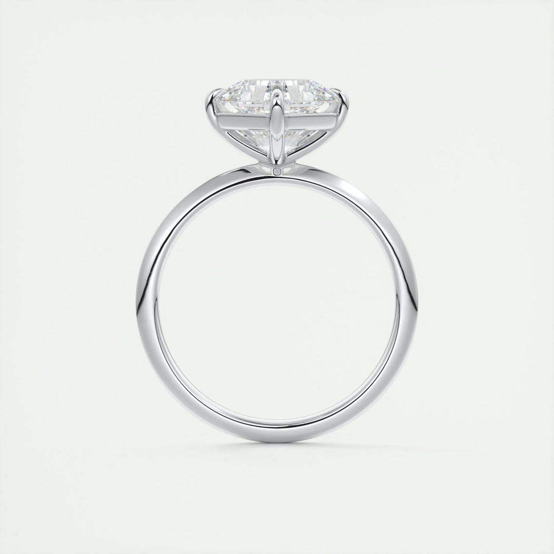 Asscher cut engagement ring side view showing band detail