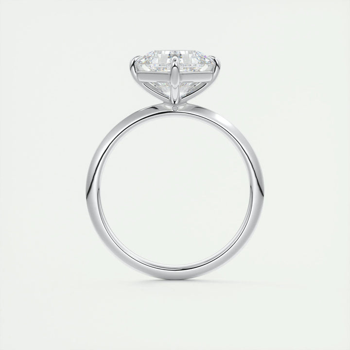 Asscher cut engagement ring side view showing band detail