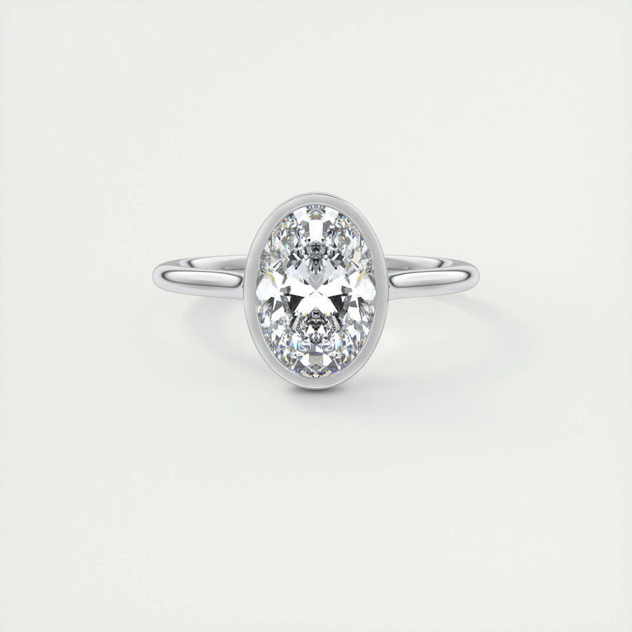 2CT oval bezel lab grown diamond engagement ring for sale