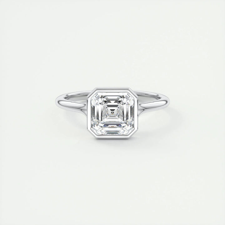 Buy 2CT asscher bezel lab grown diamond engagement ring online