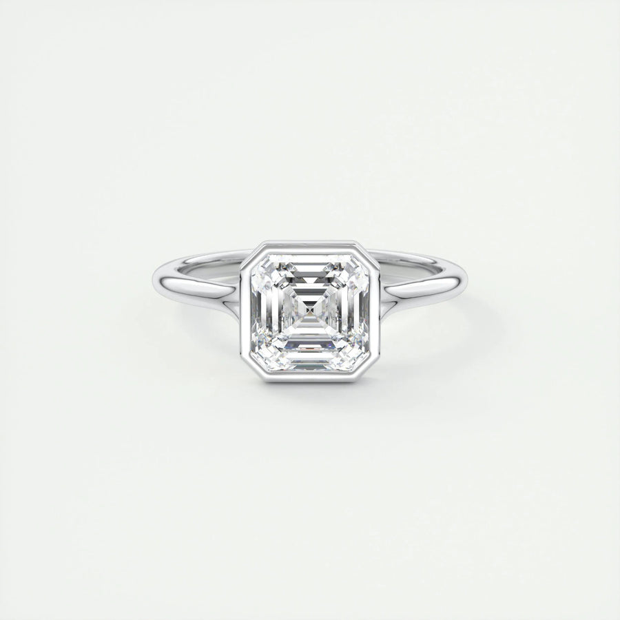 Buy 2CT asscher bezel lab grown diamond engagement ring online
