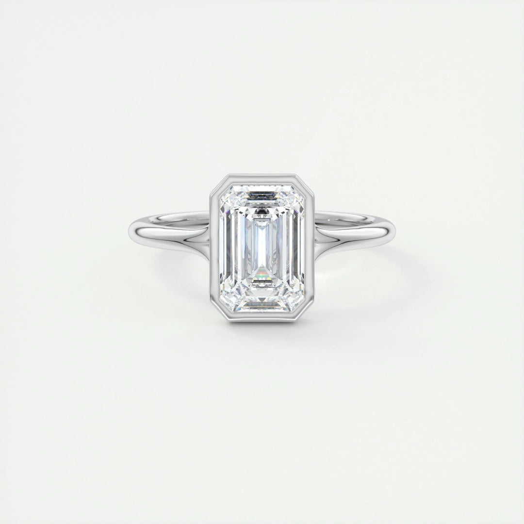 Buy 2CT emerald bezel lab grown diamond engagement ring online