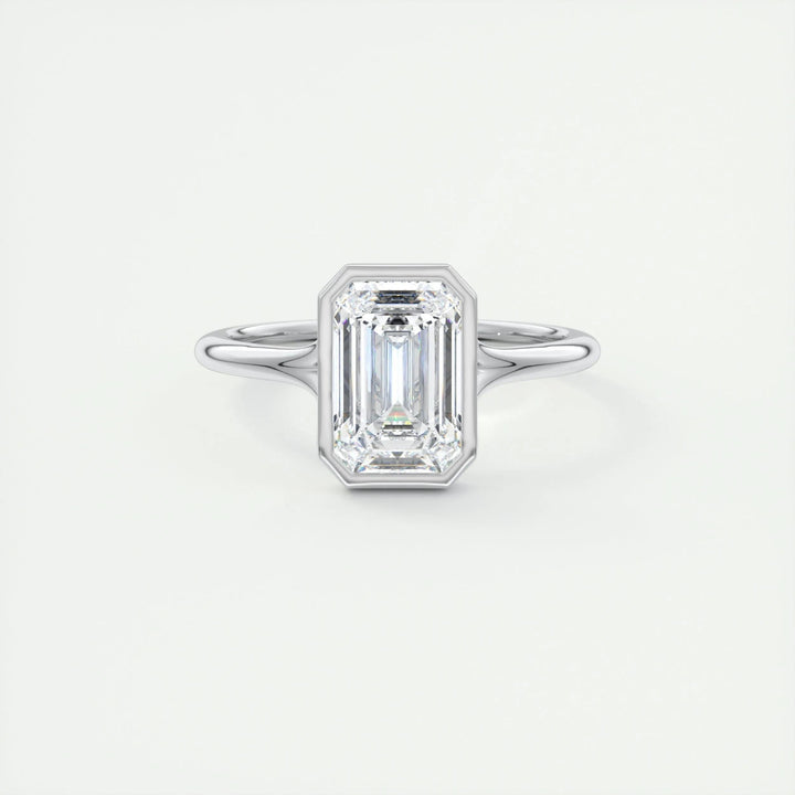 Buy 2CT emerald bezel lab grown diamond engagement ring online
