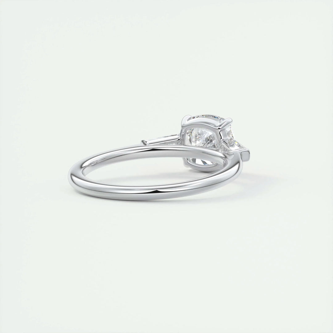 Shop cushion cut three stone lab grown diamond engagement ring online