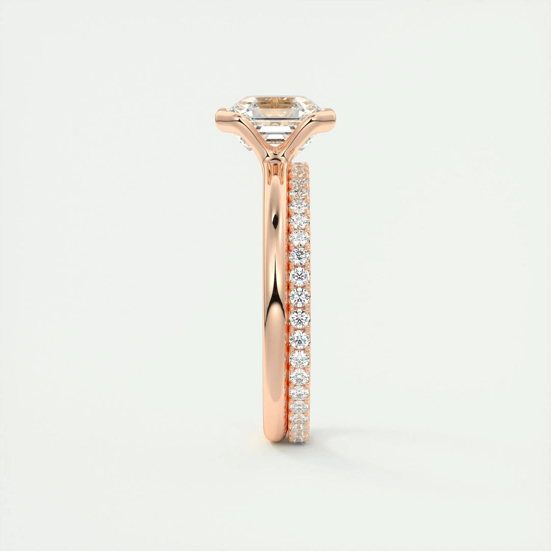 Asscher solitaire ring set with an IGI graded diamond