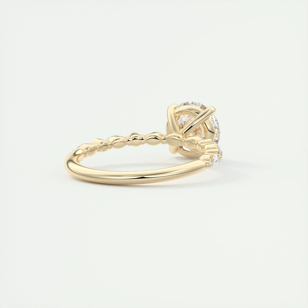 Handcrafted round cut pave lab grown diamond engagement ring