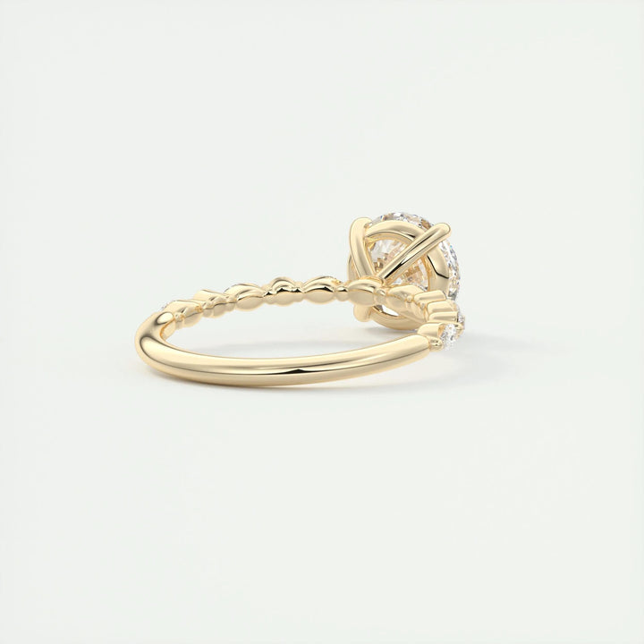 Handcrafted round cut pave lab grown diamond engagement ring