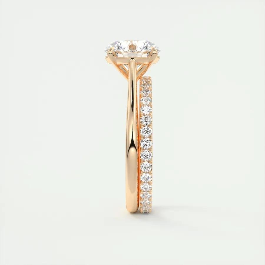 Round solitaire lab grown diamond ring side profile in gold setting
