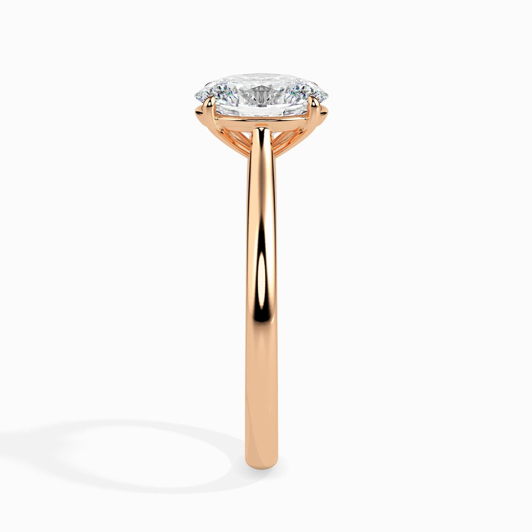 Profile view of oval cut solitaire engagement ring band