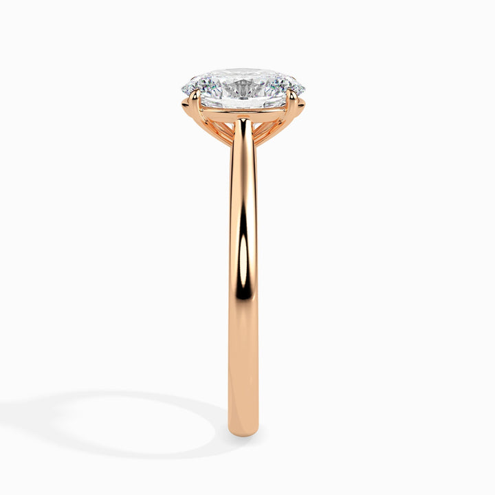 Profile view of oval cut solitaire engagement ring band