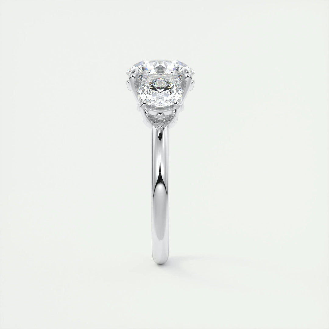 Premium round cut three stone engagement ring crafted in solid gold