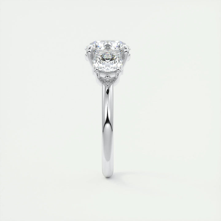 Premium round cut three stone engagement ring crafted in solid gold