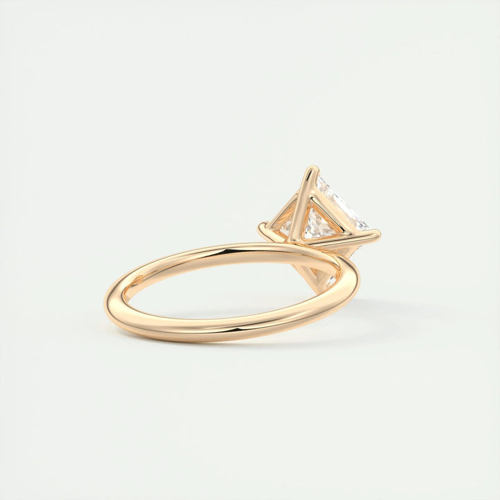 Princess solitaire lab grown diamond ring fitted on finger