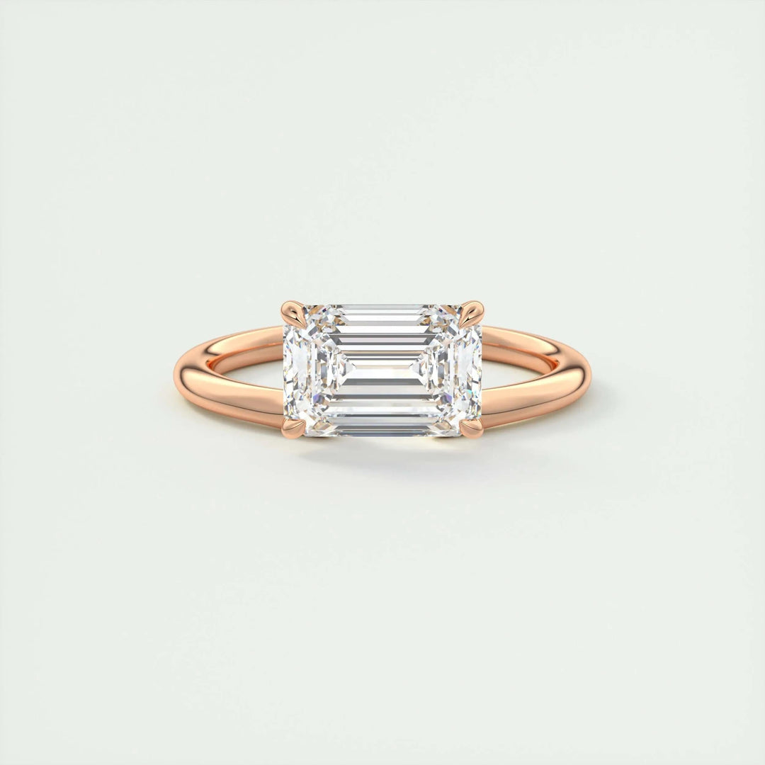 IGI certified emerald cut diamond in solitaire engagement ring setting