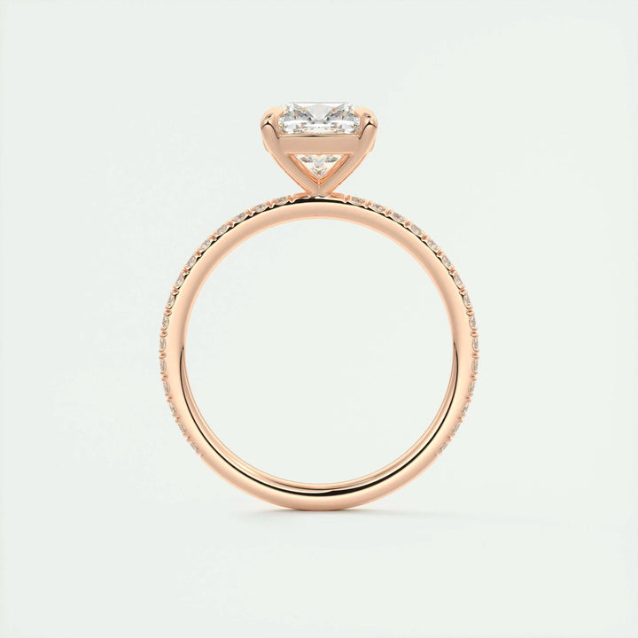 Handcrafted cushion cut pave lab grown diamond engagement ring