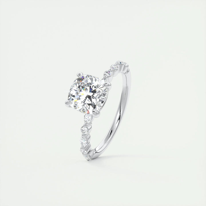 Handcrafted cushion cut solitaire lab grown diamond engagement ring