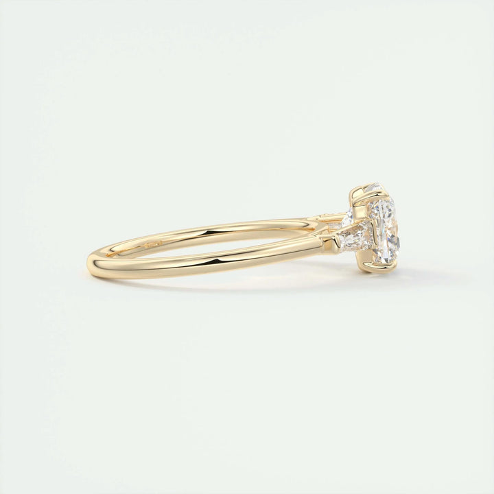 Cushion cut engagement ring shown with authenticity certificate
