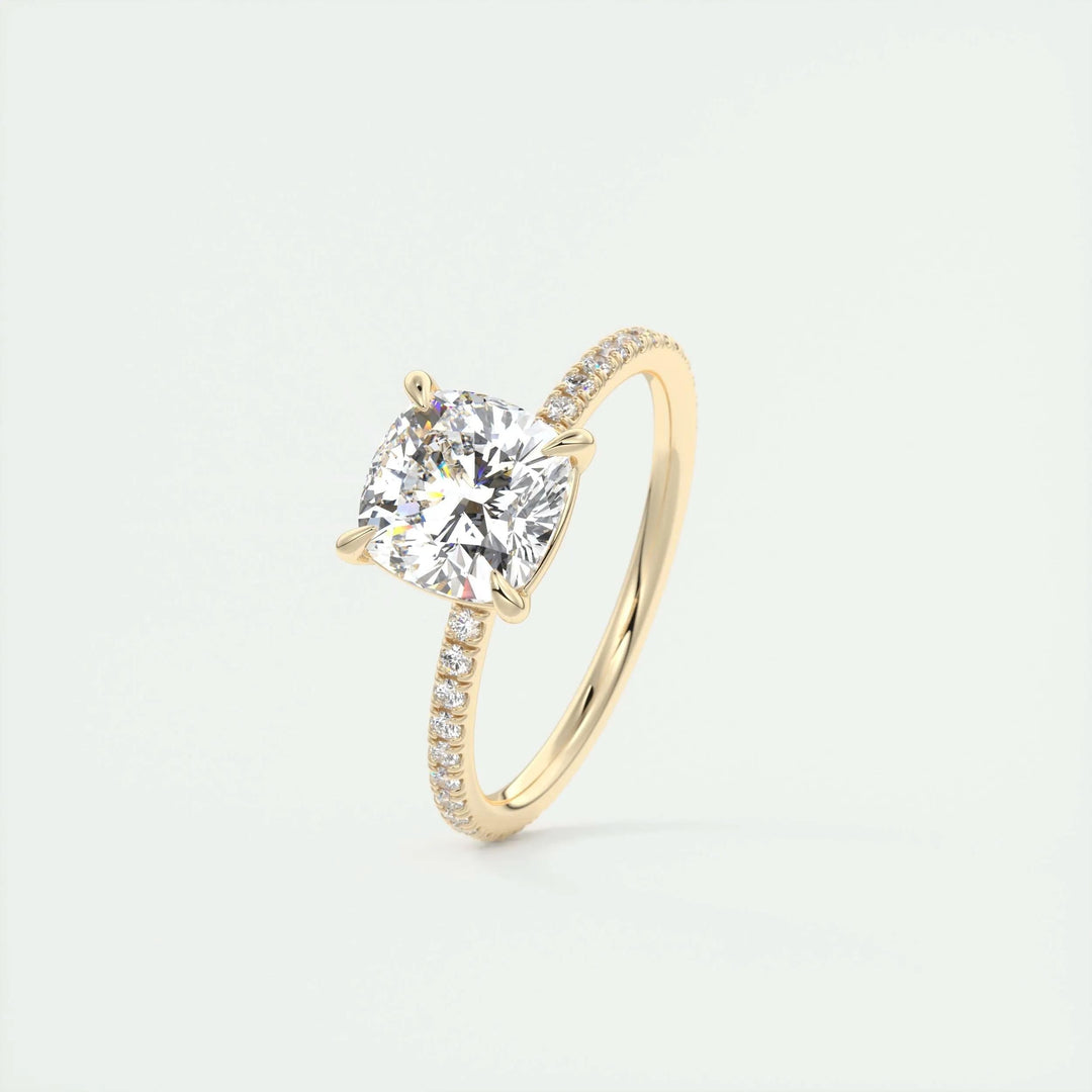 Buy cushion cut pave diamond engagement ring with free shipping