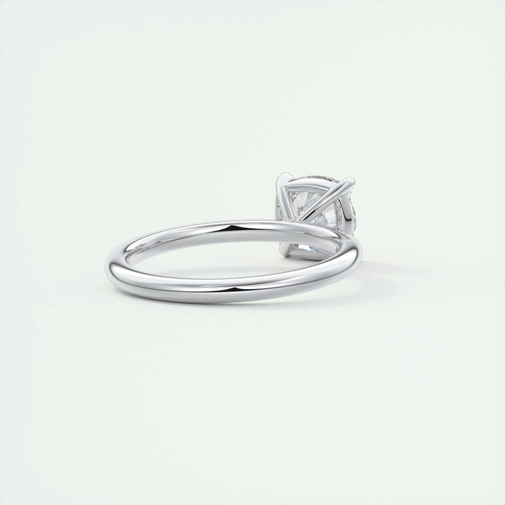 Certified cushion cut diamond featured in solitaire engagement ring