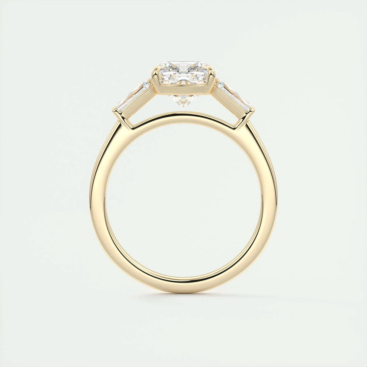 Classic cushion three stone engagement ring crafted for everyday wear
