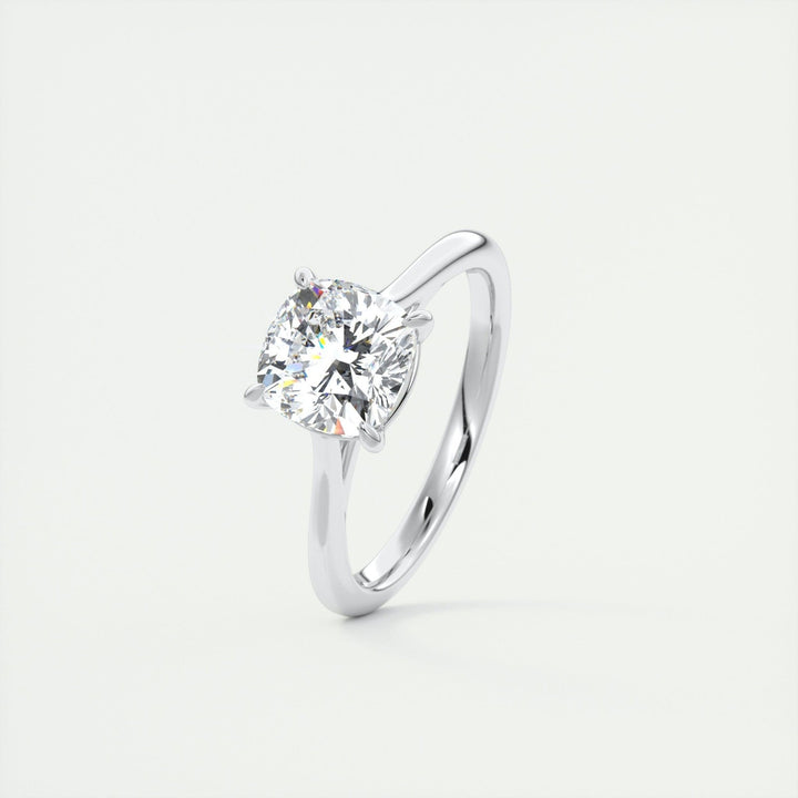 Lifestyle shot of cushion solitaire diamond ring on hand