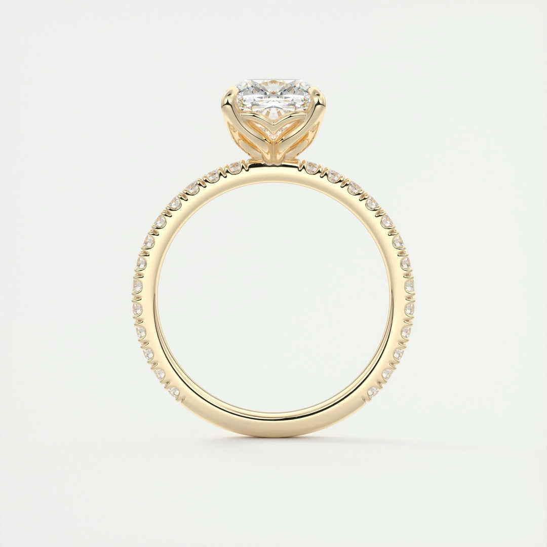 Buy cushion cut pave diamond engagement ring with free shipping