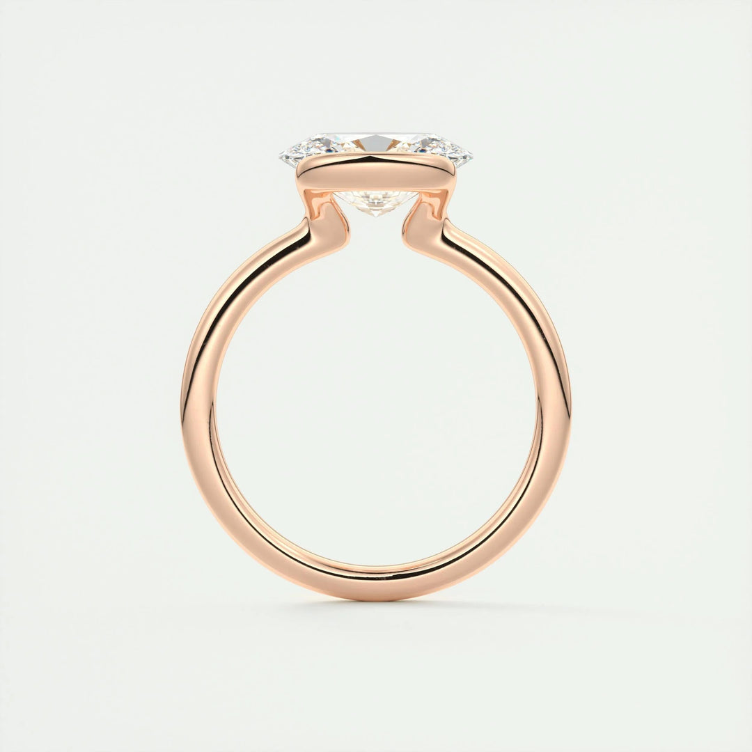 Oval bezel engagement ring photographed in natural light