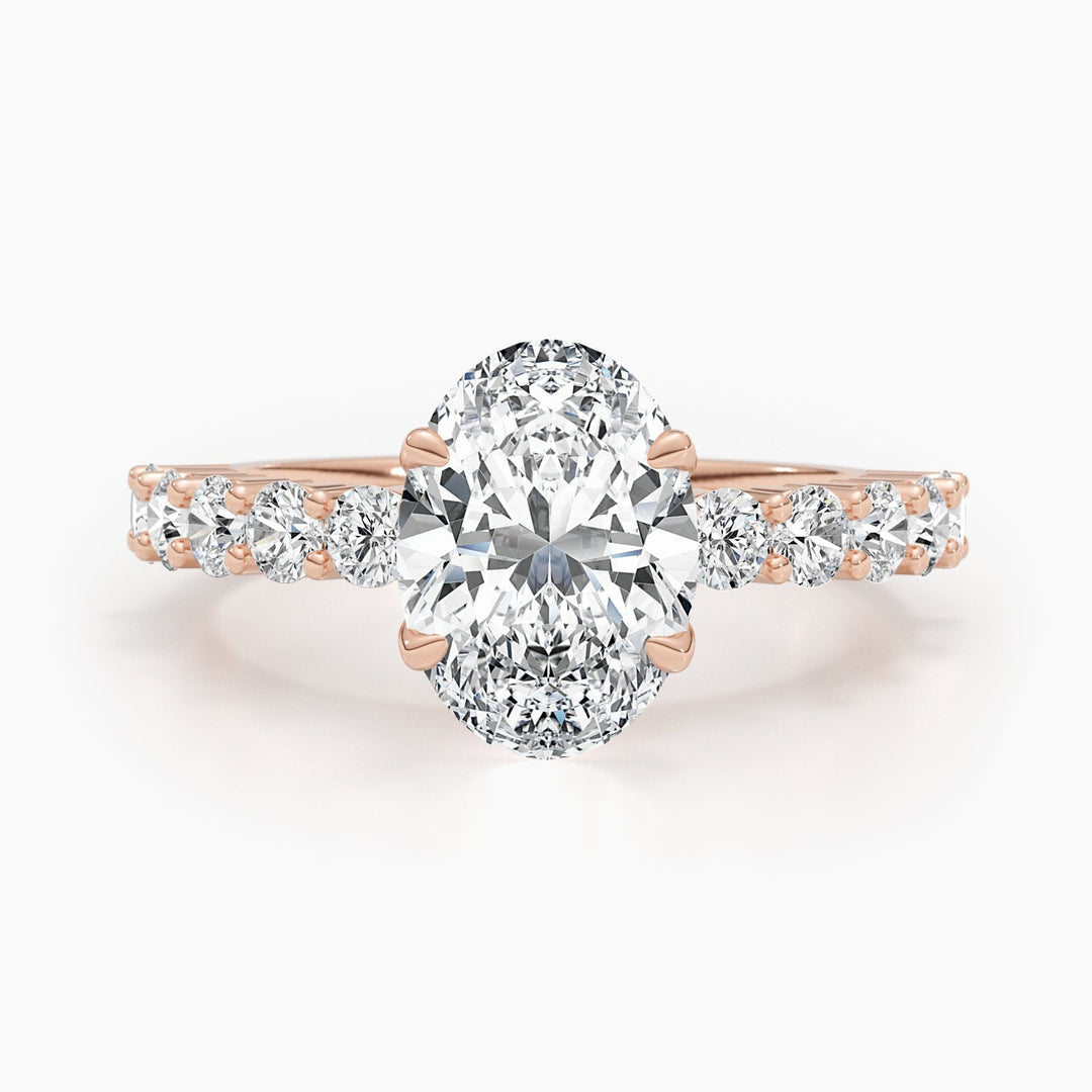 Oval pave engagement ring with certified lab grown diamond