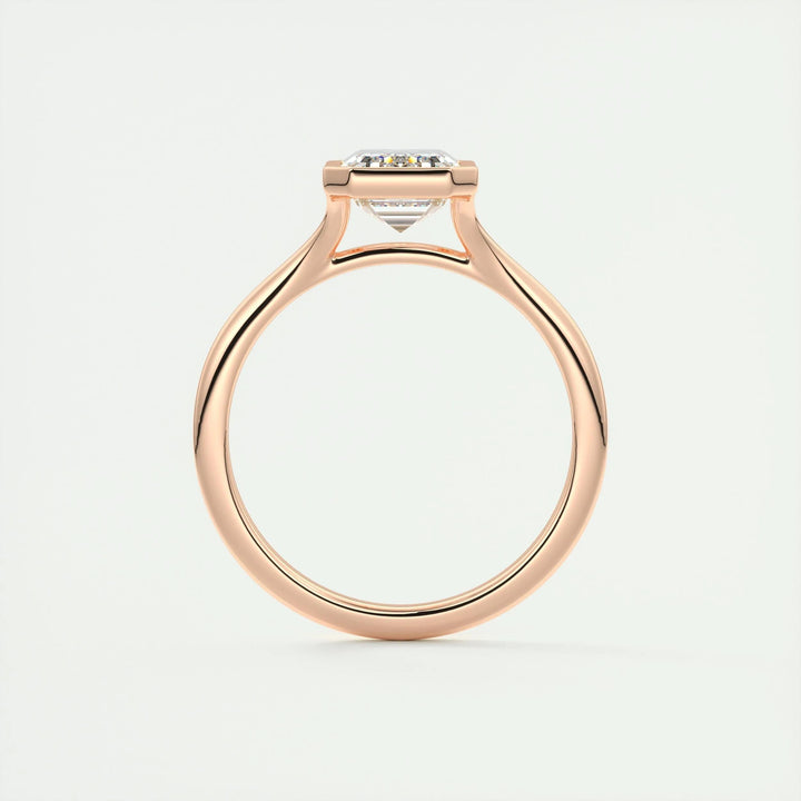 Buy emerald cut bezel diamond engagement ring with free shipping