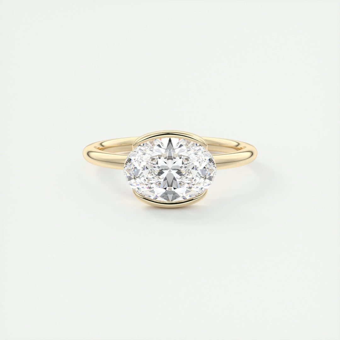Buy oval cut bezel diamond engagement ring with free shipping