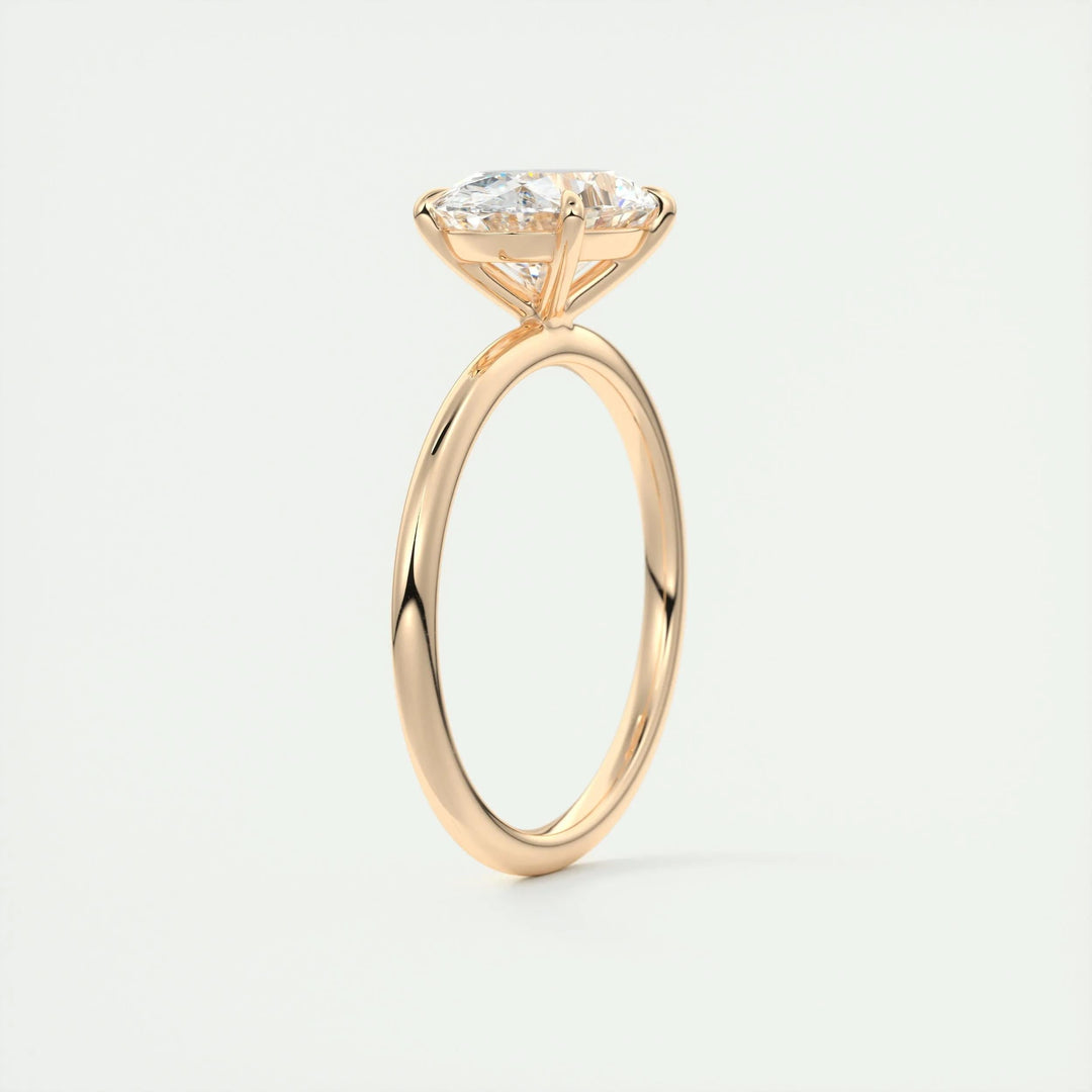 Profile view of oval cut east west engagement ring band
