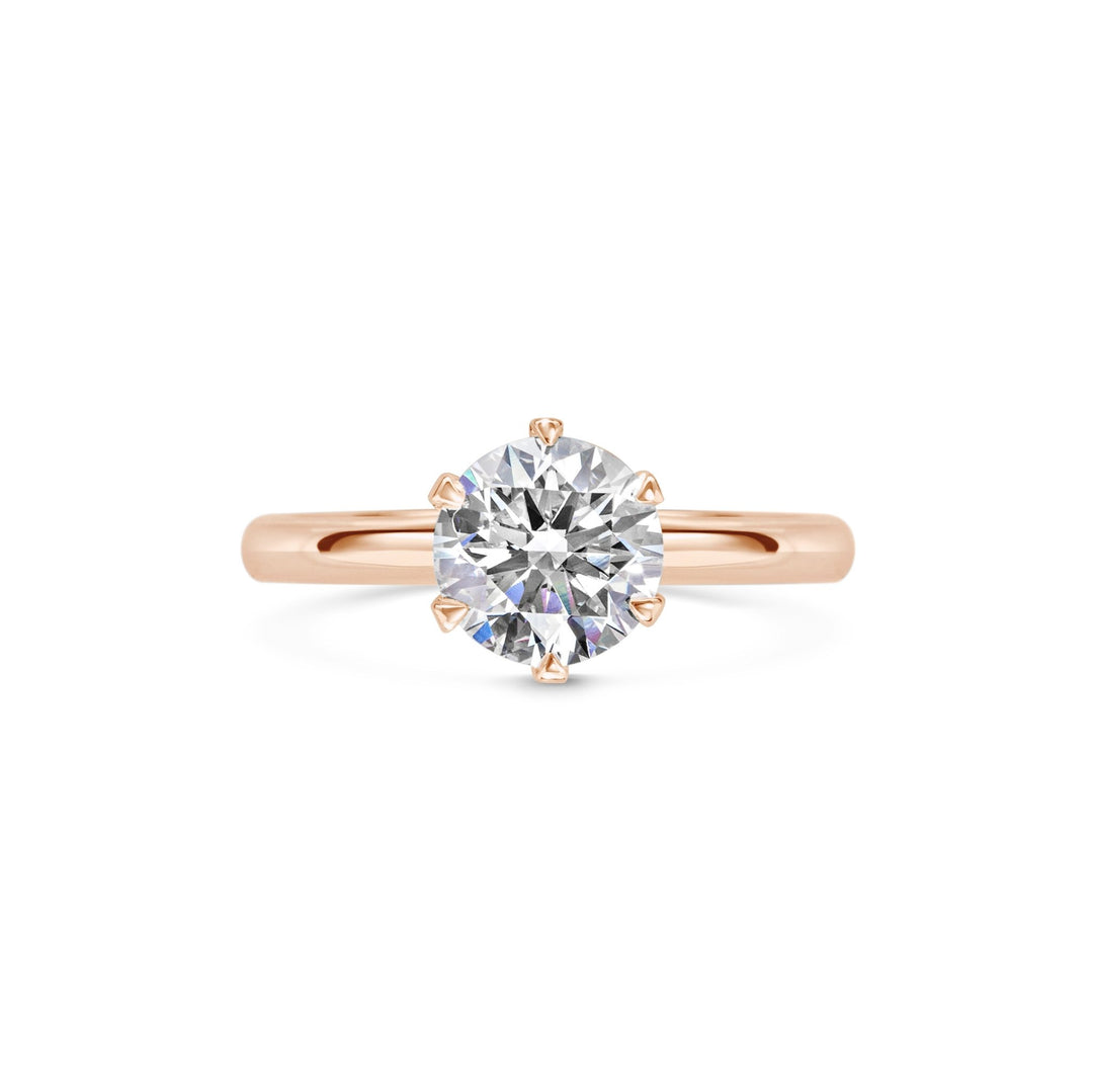 Macro shot of round cut diamond facets in solitaire ring setting
