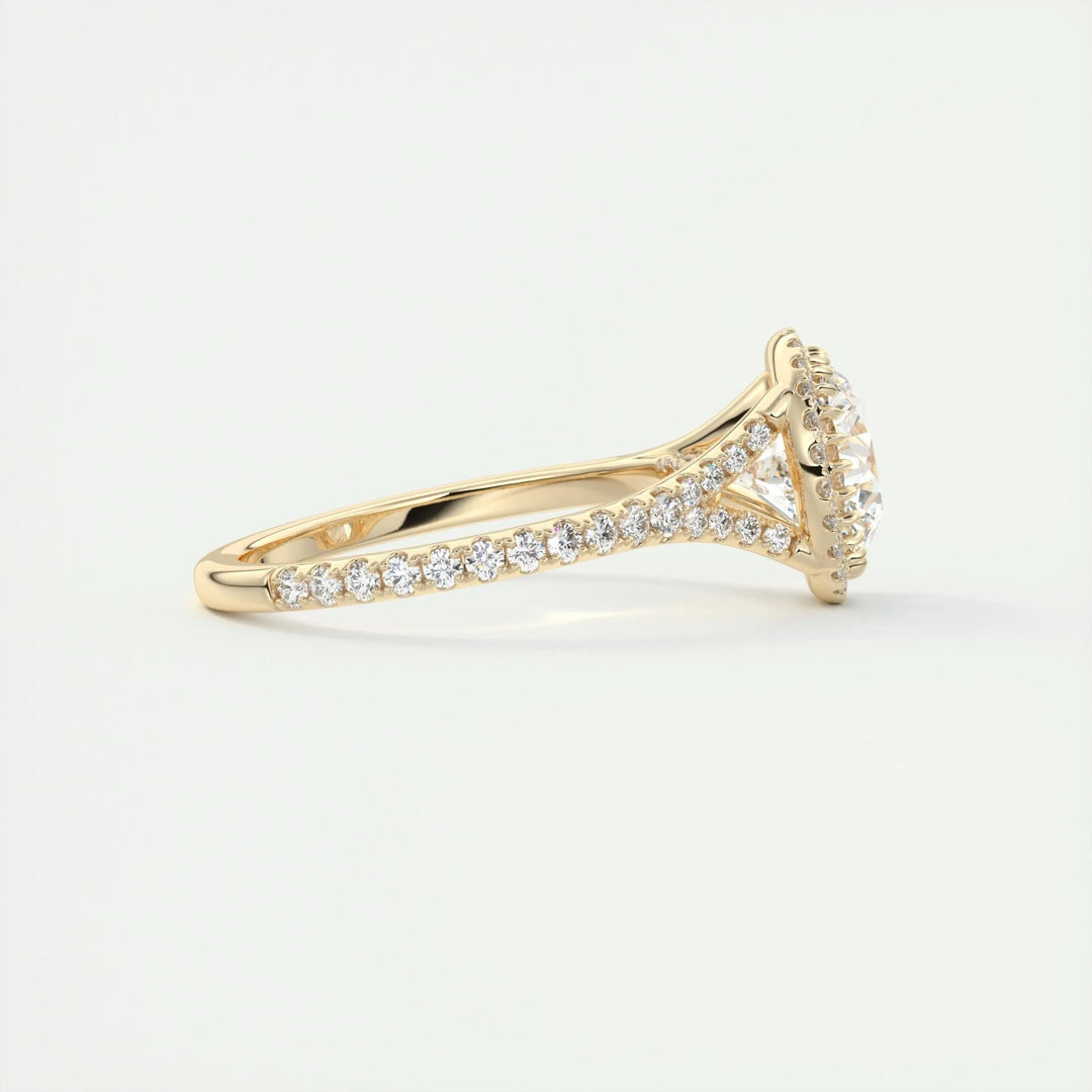 Round halo engagement ring with brilliant diamond sparkle