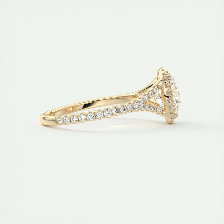 Round halo engagement ring with brilliant diamond sparkle