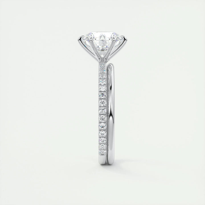 Handcrafted round cut pave lab grown diamond engagement ring