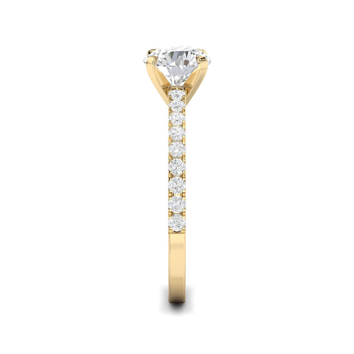 Round pave engagement ring with brilliant diamond sparkle
