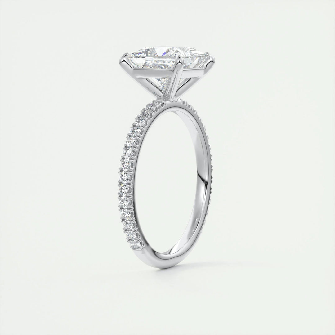 Handcrafted princess cut pave lab grown diamond engagement ring