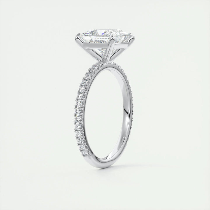 Handcrafted princess cut pave lab grown diamond engagement ring