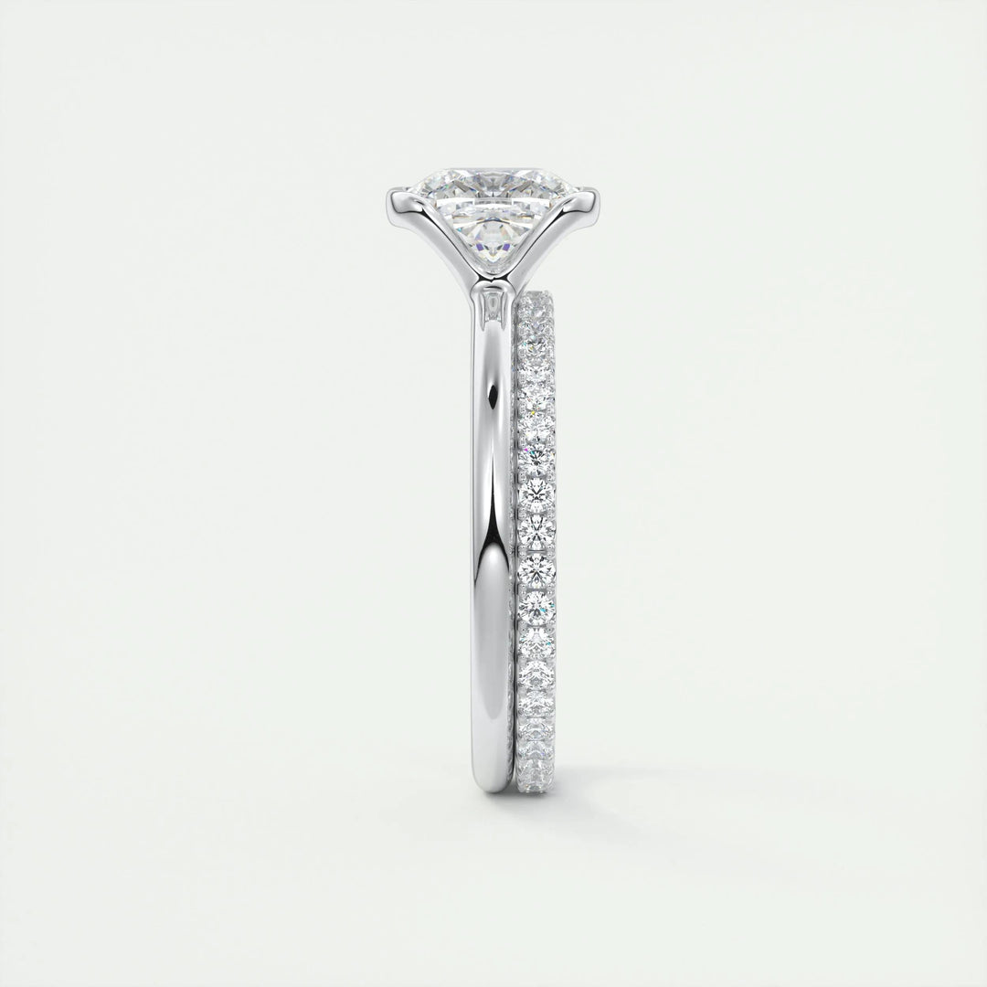 Fine craftsmanship detail on cushion solitaire engagement ring