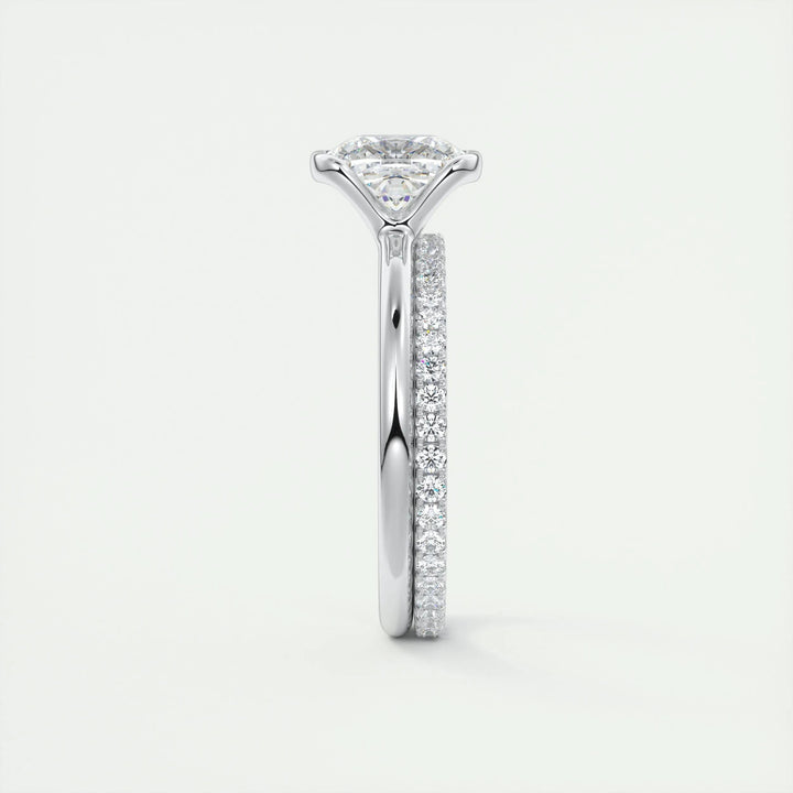 Fine craftsmanship detail on cushion solitaire engagement ring