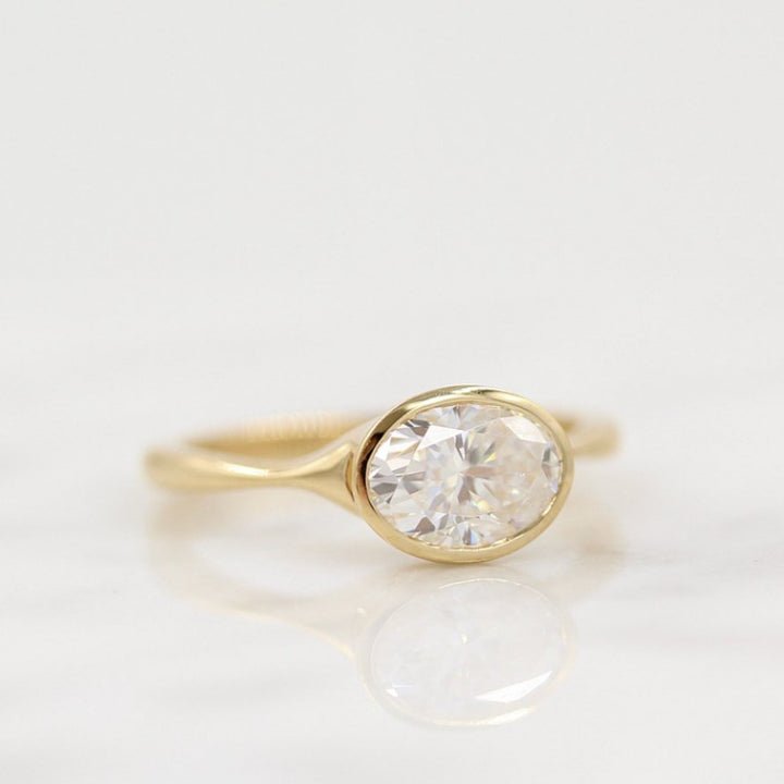Shop oval cut bezel lab grown diamond engagement ring online