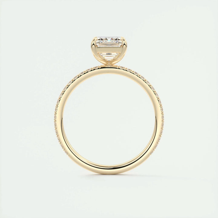 Emerald pave engagement ring with brilliant diamond sparkle