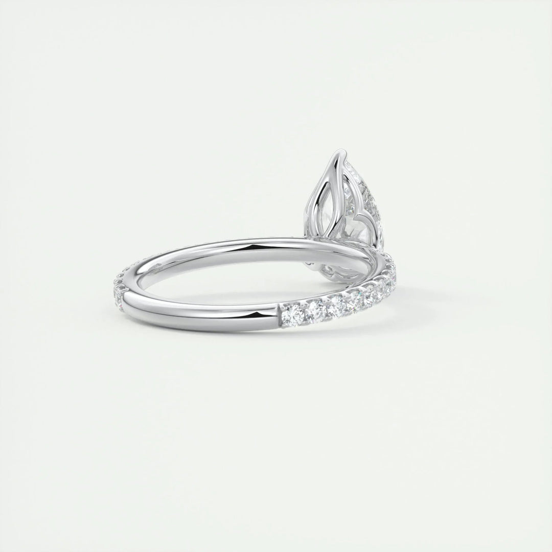 Pear pave lab grown diamond ring in jewelry gift box