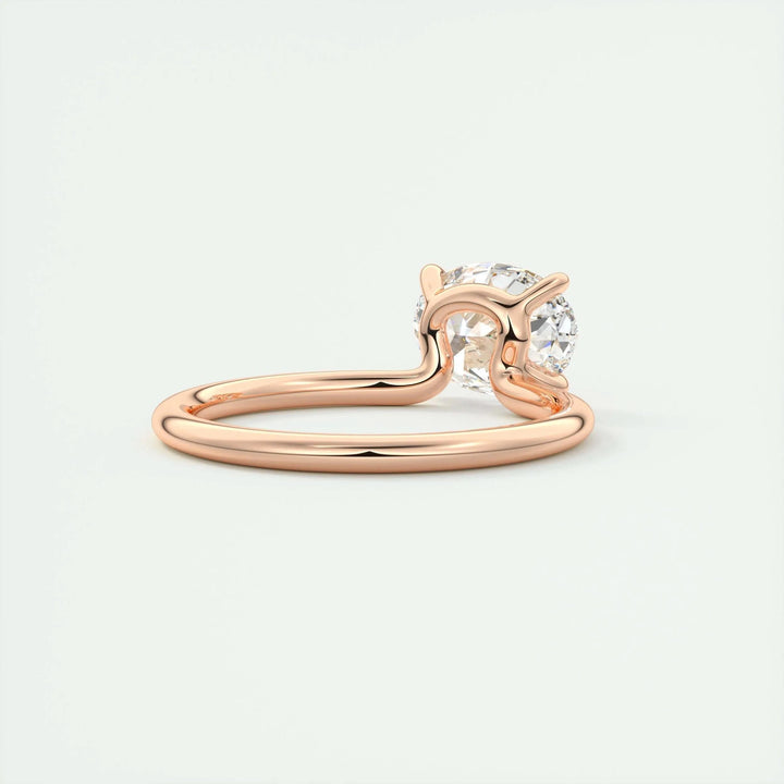 Side angle of oval east west diamond engagement ring