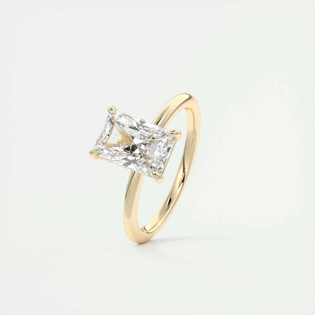 Radiant solitaire engagement ring with certified lab grown diamond