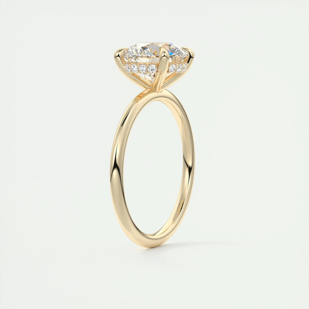 Round hidden halo engagement ring with certified lab grown diamond