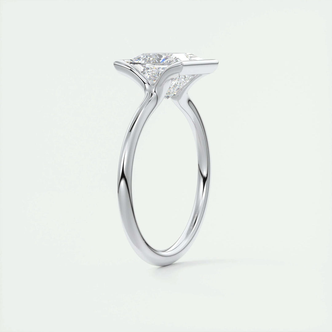Unboxing view of princess cut solitaire diamond engagement ring