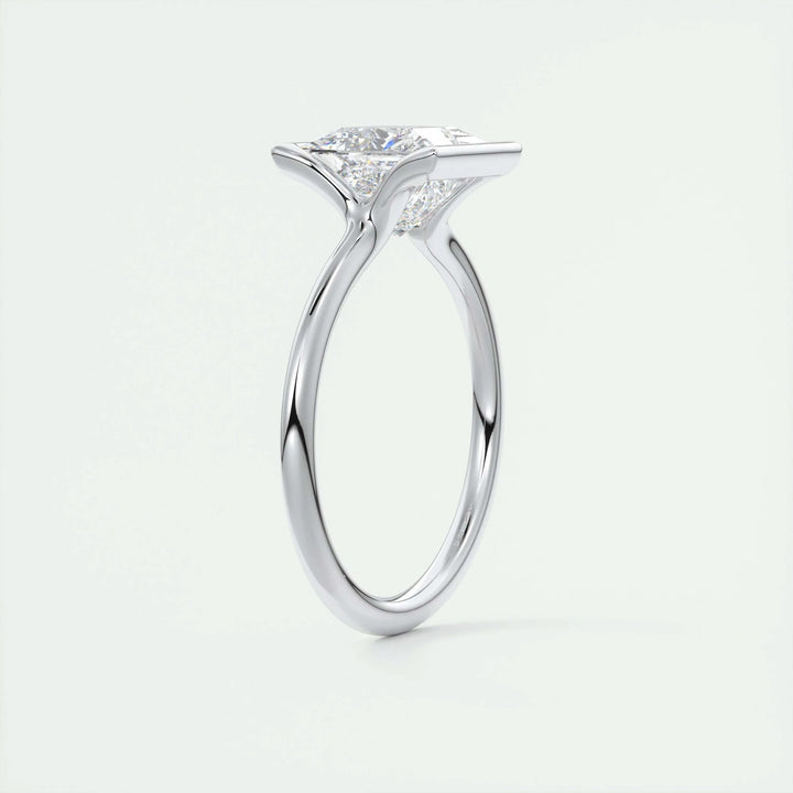 Unboxing view of princess cut solitaire diamond engagement ring