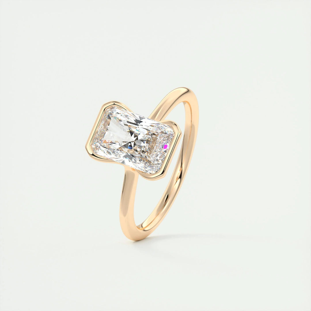 Radiant cut diamond ring worn on hand